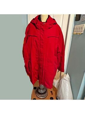 COAT, PARKA, RED, SIZE 6X, FRONT ZIP, WARM ZIP-OUT LINER, DETACHABLE HOOD, FRONT